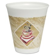 Dart Café G Foam Hot/Cold Cups, 12oz, White w/Brown & Red, PK1000 12X16G